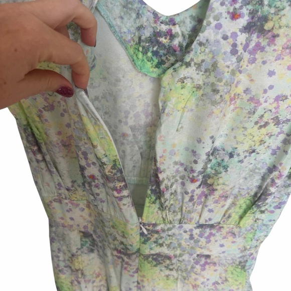 Jennifer Glasgow Cap Sleeve Light Green Multi-colour Mini Dress Size Medium - Picture 7 of 9